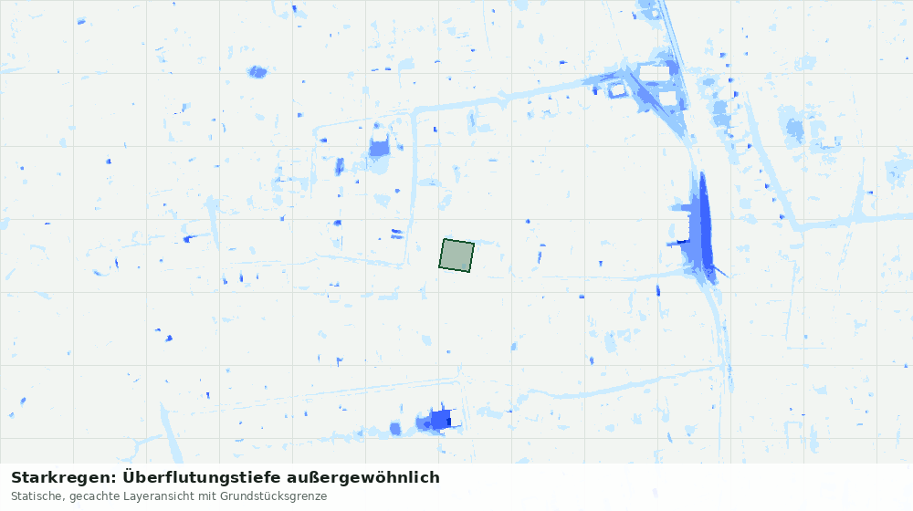 Statische Kartenansicht: Starkregen: Überflutungstiefe außergewöhnlich