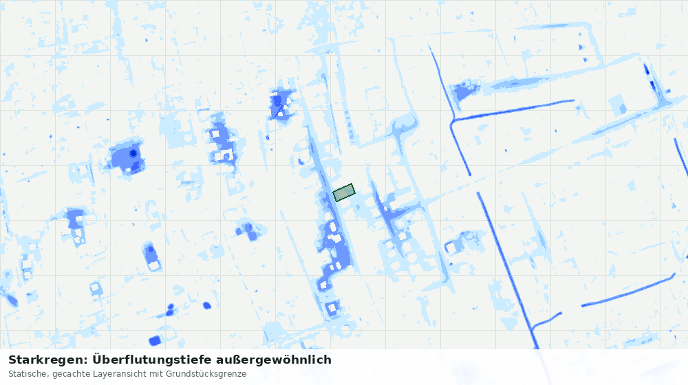 Statische Kartenansicht: Starkregen: Überflutungstiefe außergewöhnlich