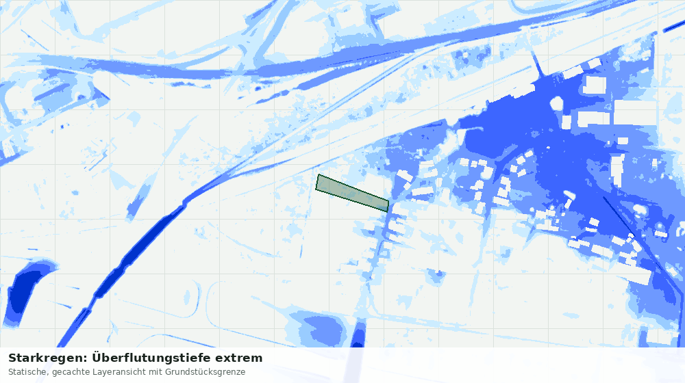 Statische Kartenansicht: Starkregen: Überflutungstiefe extrem