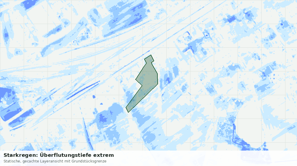 Statische Kartenansicht: Starkregen: Überflutungstiefe extrem