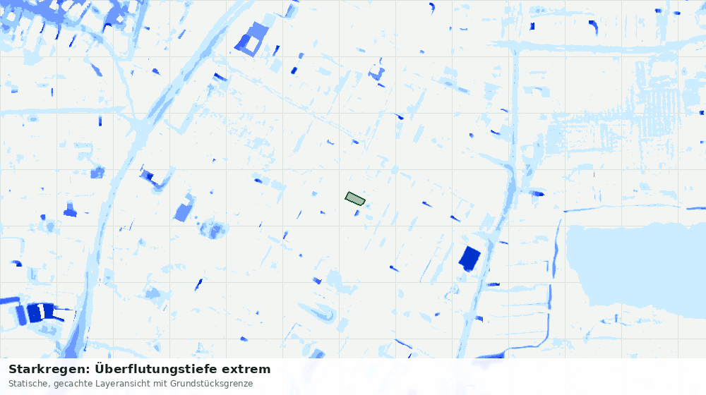 Statische Kartenansicht: Starkregen: Überflutungstiefe extrem