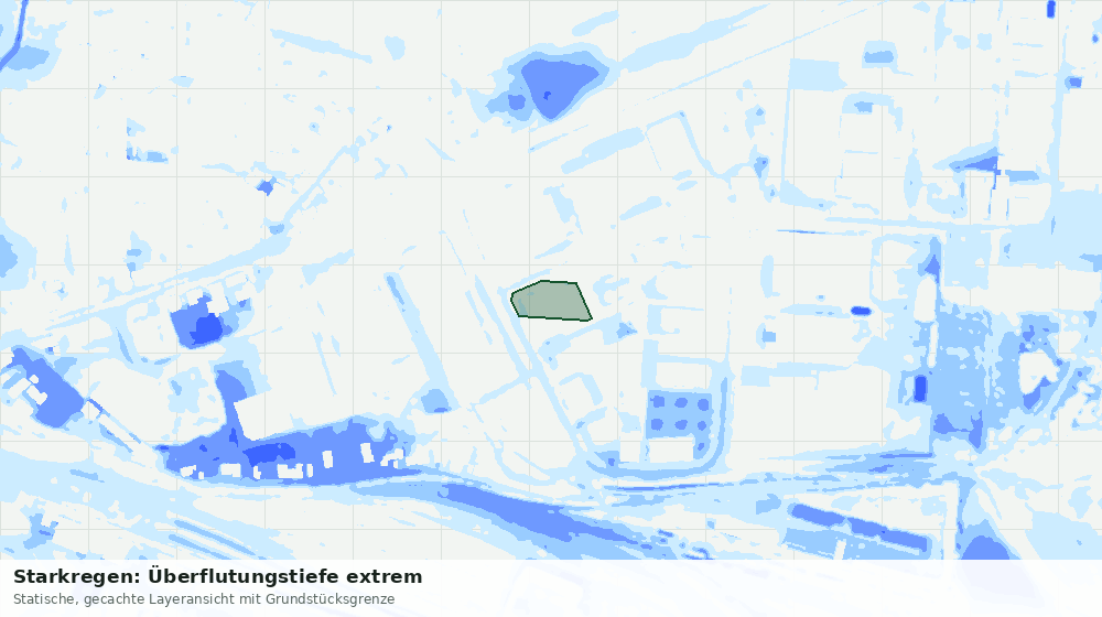 Statische Kartenansicht: Starkregen: Überflutungstiefe extrem