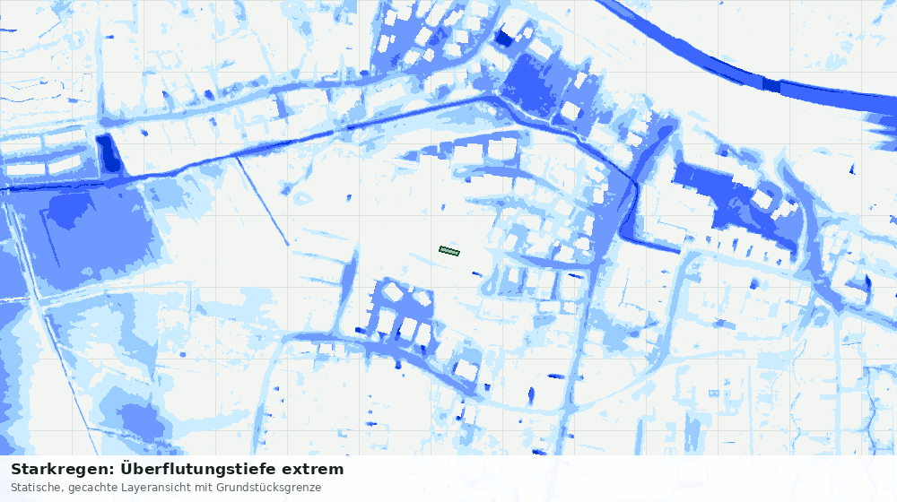 Statische Kartenansicht: Starkregen: Überflutungstiefe extrem