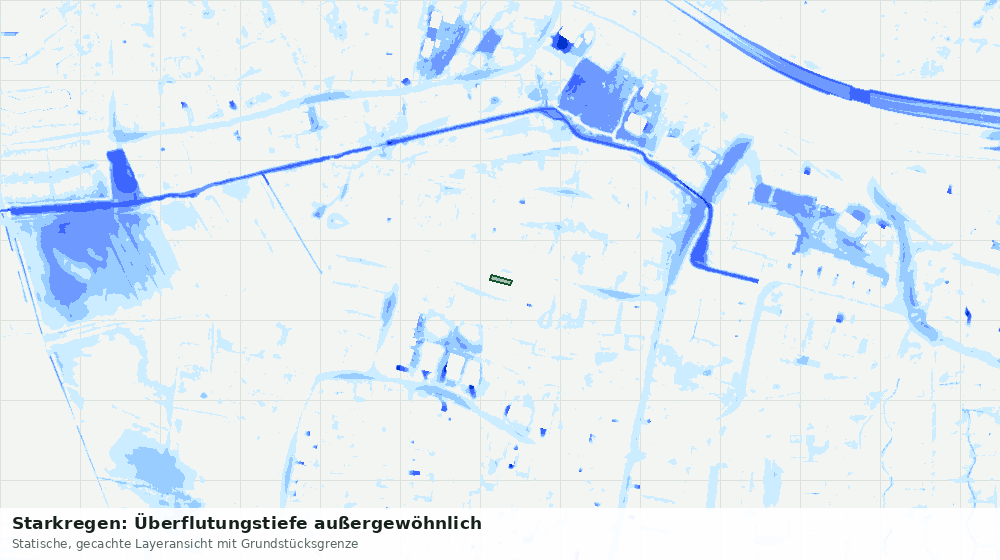 Statische Kartenansicht: Starkregen: Überflutungstiefe außergewöhnlich