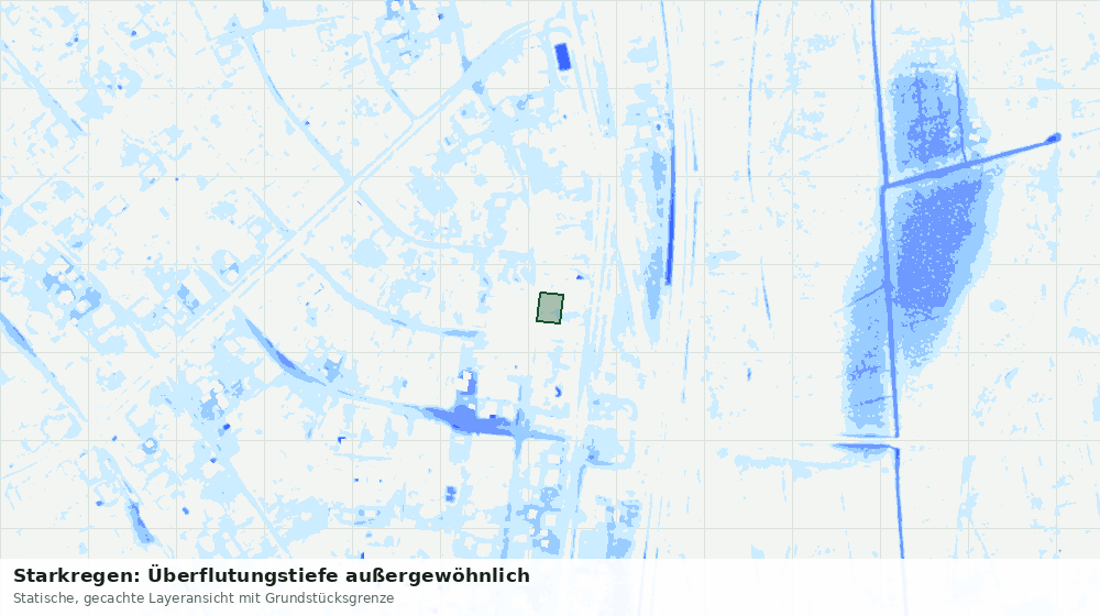 Statische Kartenansicht: Starkregen: Überflutungstiefe außergewöhnlich