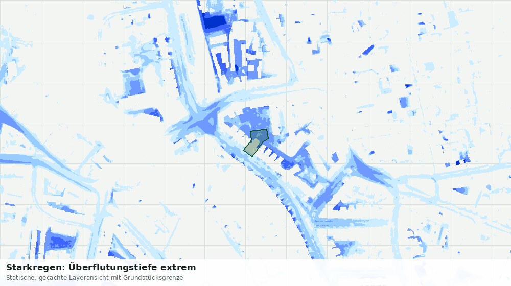 Statische Kartenansicht: Starkregen: Überflutungstiefe extrem
