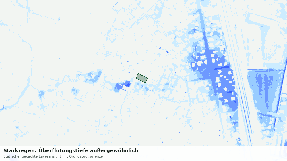 Statische Kartenansicht: Starkregen: Überflutungstiefe außergewöhnlich