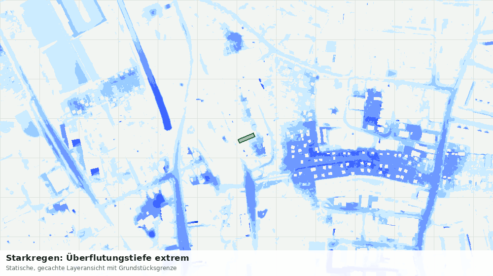 Statische Kartenansicht: Starkregen: Überflutungstiefe extrem