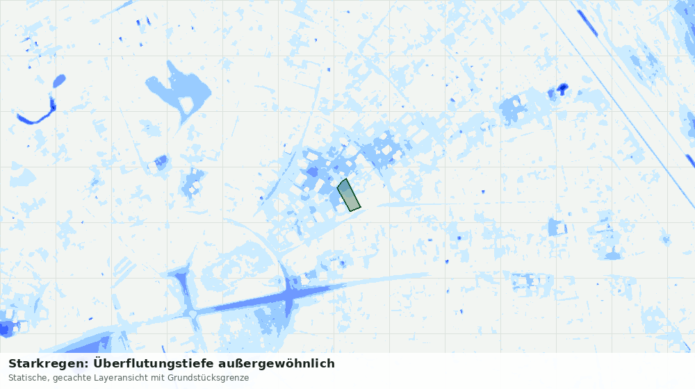 Statische Kartenansicht: Starkregen: Überflutungstiefe außergewöhnlich