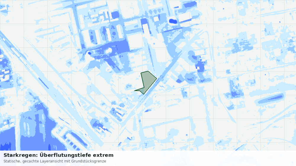 Statische Kartenansicht: Starkregen: Überflutungstiefe extrem