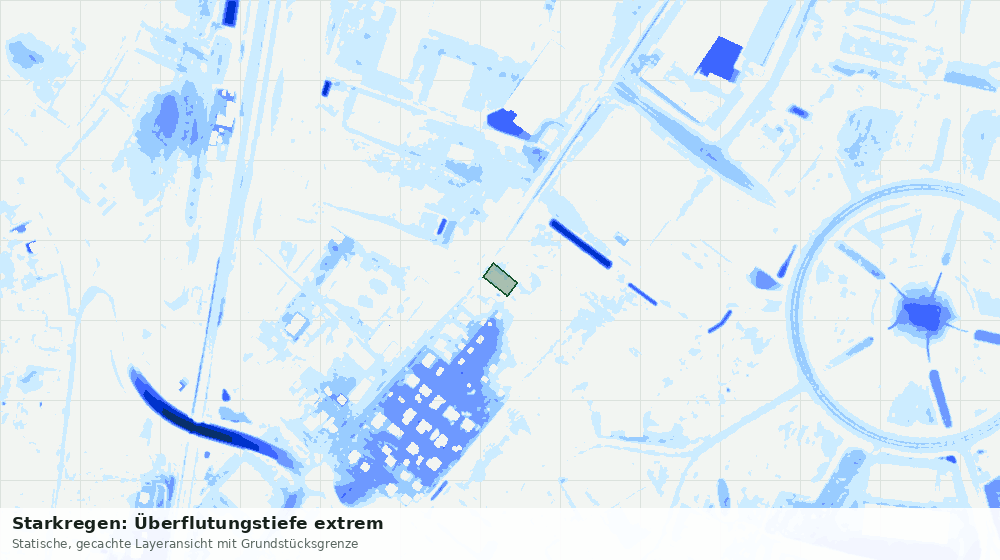 Statische Kartenansicht: Starkregen: Überflutungstiefe extrem