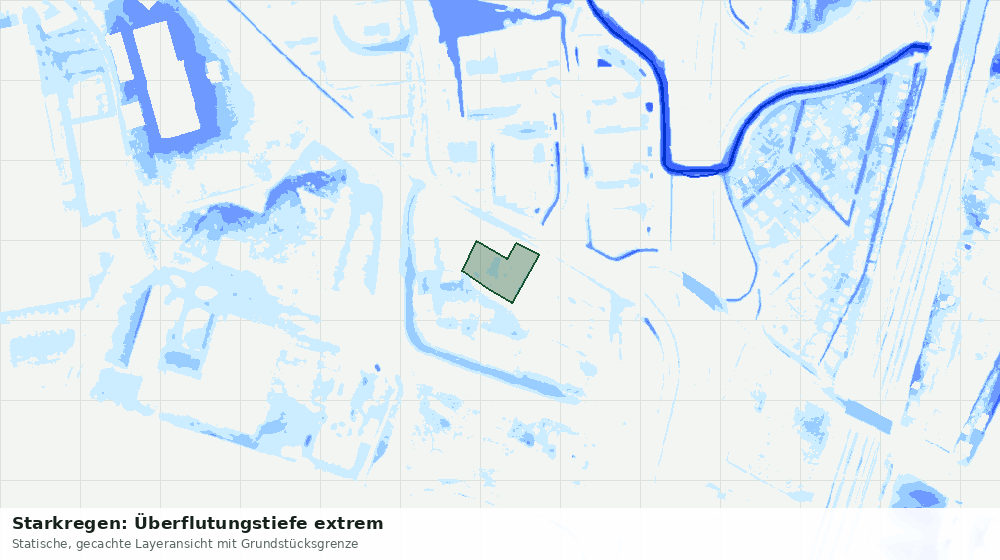 Statische Kartenansicht: Starkregen: Überflutungstiefe extrem