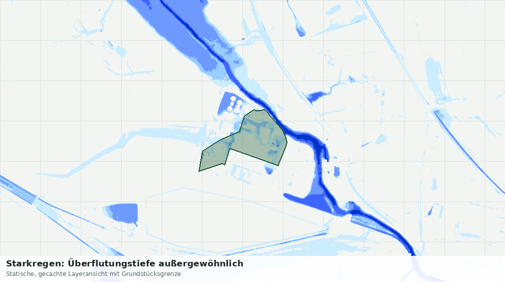 Statische Kartenansicht: Starkregen: Überflutungstiefe außergewöhnlich