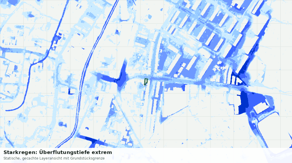 Statische Kartenansicht: Starkregen: Überflutungstiefe extrem