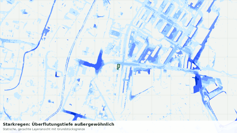 Statische Kartenansicht: Starkregen: Überflutungstiefe außergewöhnlich