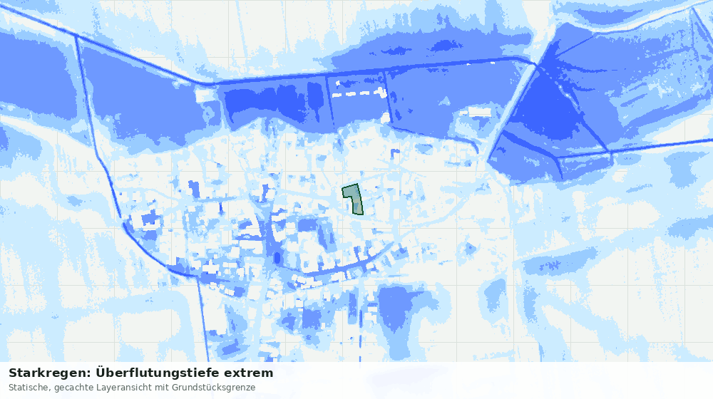 Statische Kartenansicht: Starkregen: Überflutungstiefe extrem