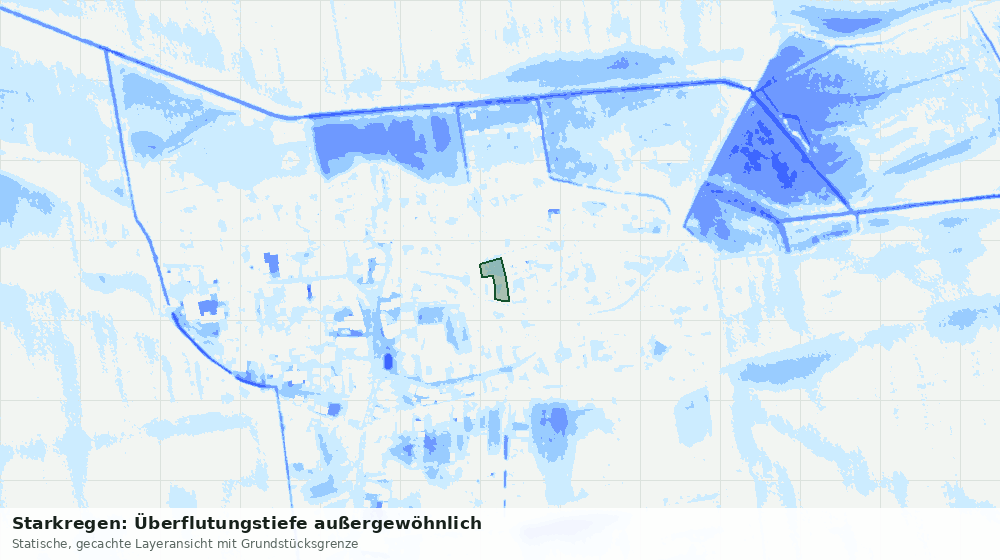 Statische Kartenansicht: Starkregen: Überflutungstiefe außergewöhnlich