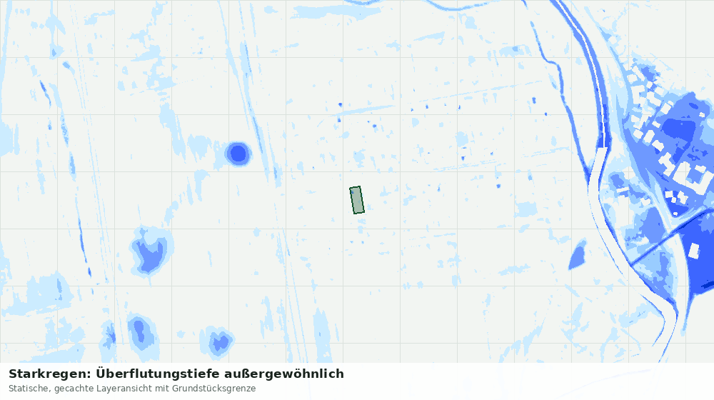 Statische Kartenansicht: Starkregen: Überflutungstiefe außergewöhnlich