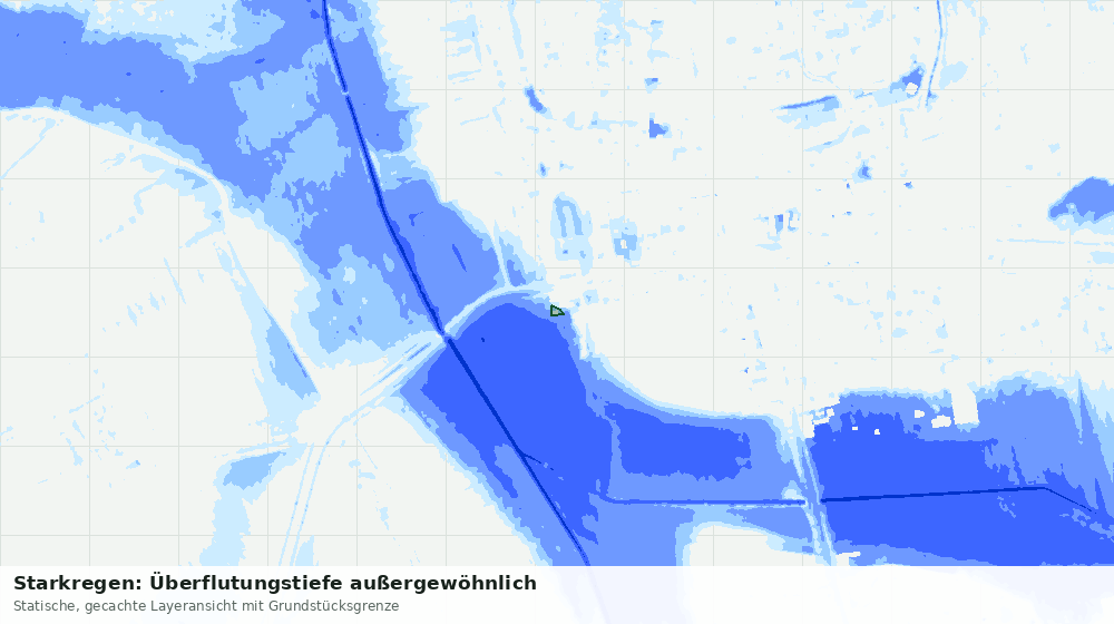 Statische Kartenansicht: Starkregen: Überflutungstiefe außergewöhnlich