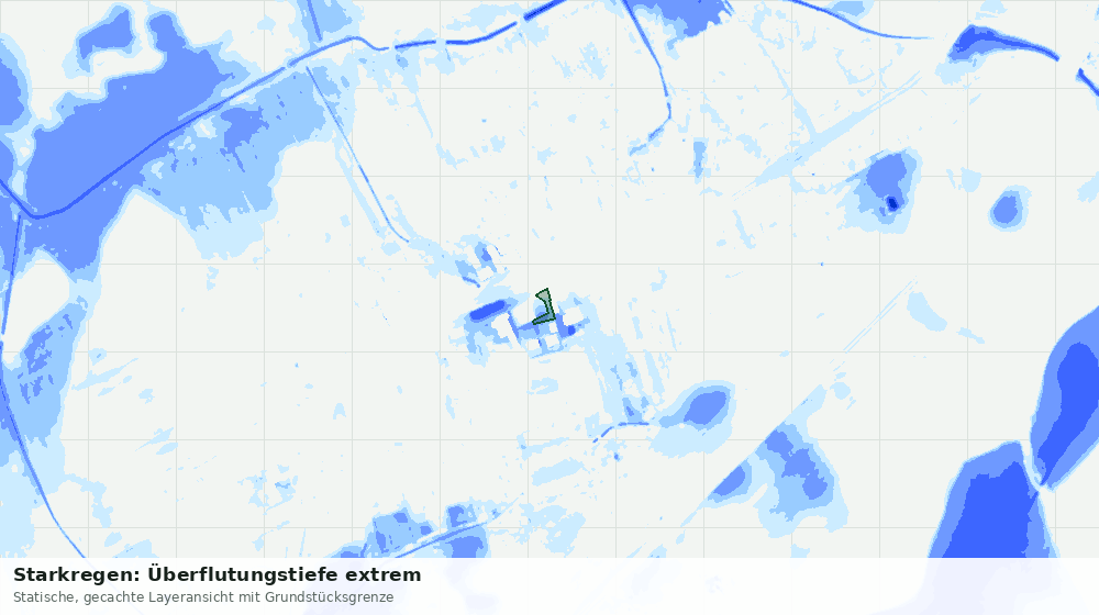 Statische Kartenansicht: Starkregen: Überflutungstiefe extrem