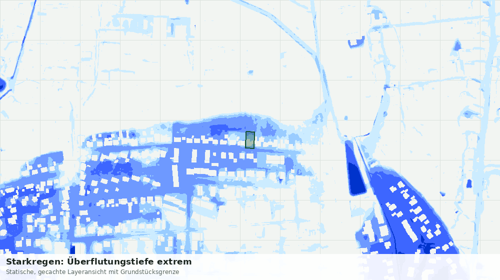 Statische Kartenansicht: Starkregen: Überflutungstiefe extrem