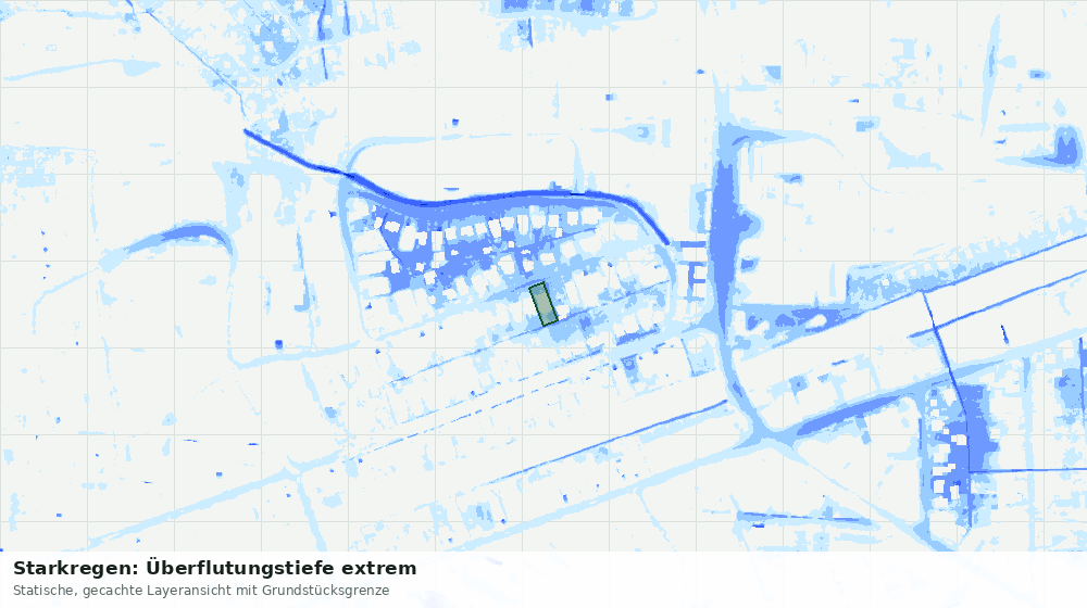 Statische Kartenansicht: Starkregen: Überflutungstiefe extrem