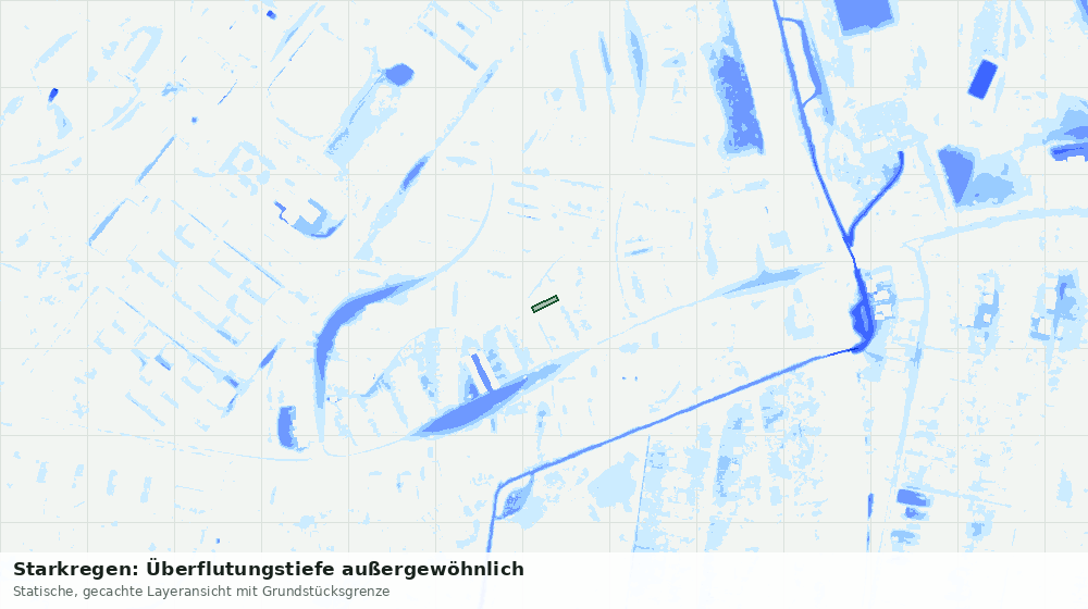 Statische Kartenansicht: Starkregen: Überflutungstiefe außergewöhnlich