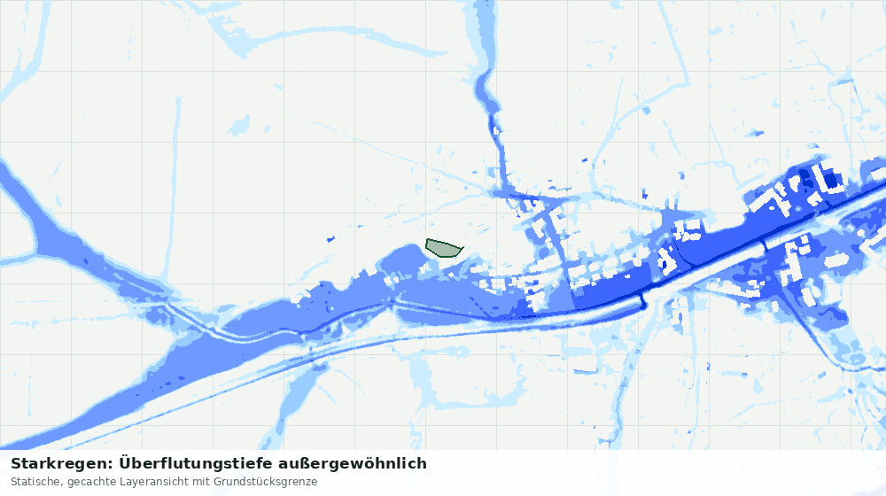 Statische Kartenansicht: Starkregen: Überflutungstiefe außergewöhnlich