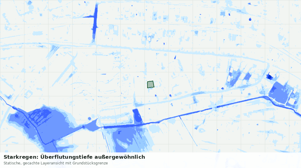 Statische Kartenansicht: Starkregen: Überflutungstiefe außergewöhnlich