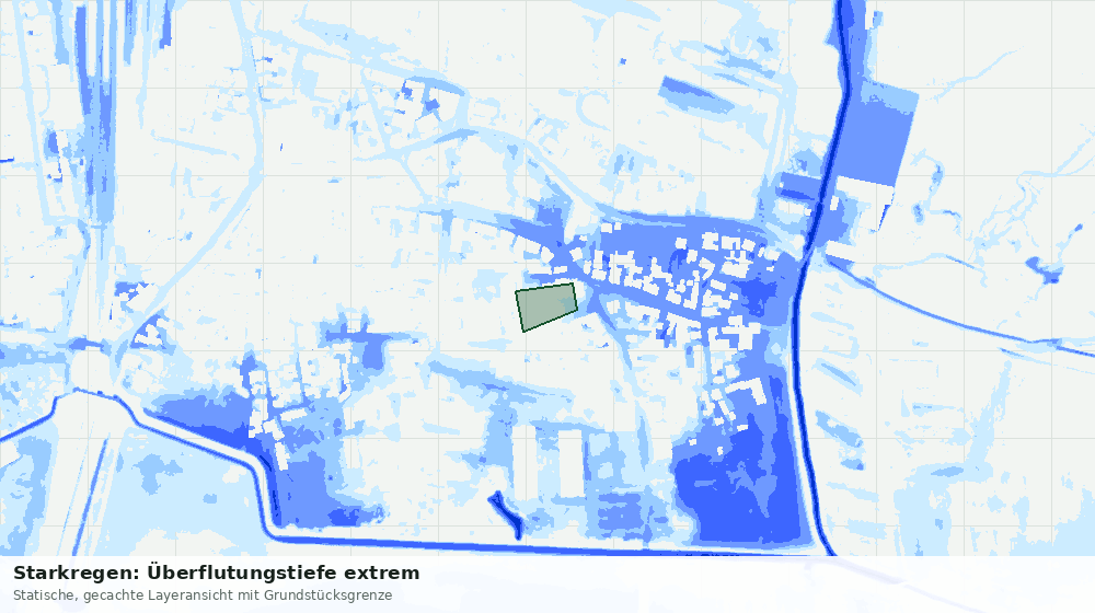 Statische Kartenansicht: Starkregen: Überflutungstiefe extrem