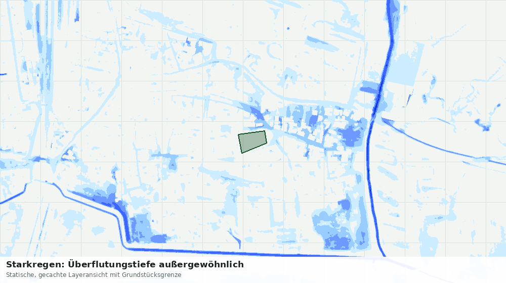 Statische Kartenansicht: Starkregen: Überflutungstiefe außergewöhnlich