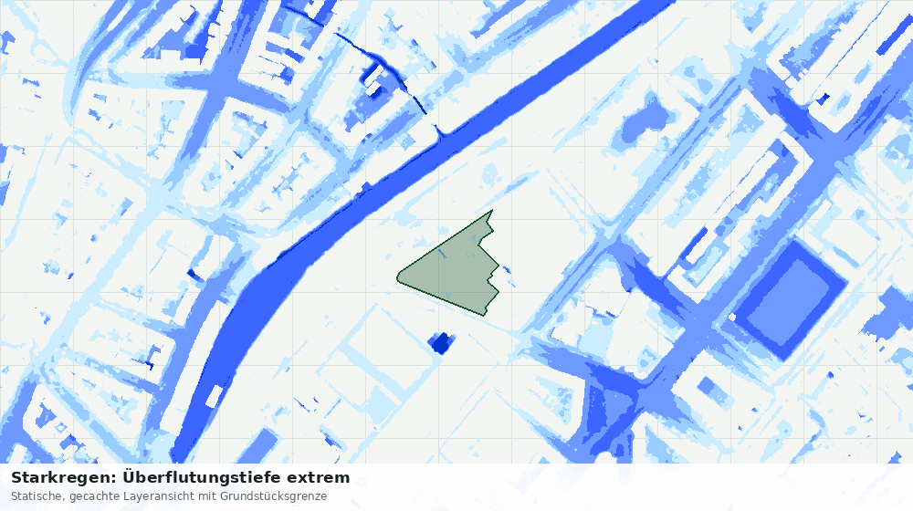 Statische Kartenansicht: Starkregen: Überflutungstiefe extrem