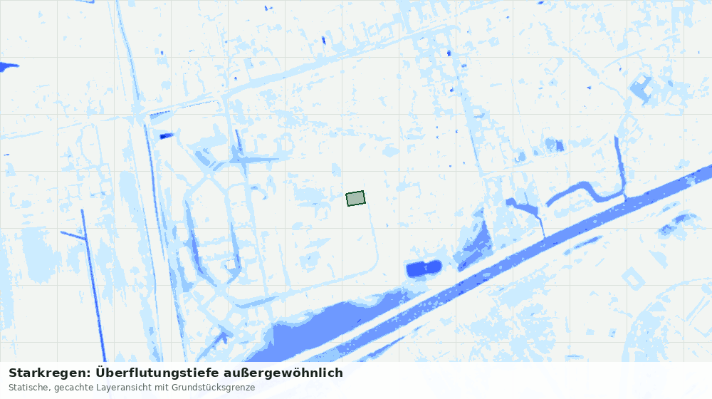 Statische Kartenansicht: Starkregen: Überflutungstiefe außergewöhnlich