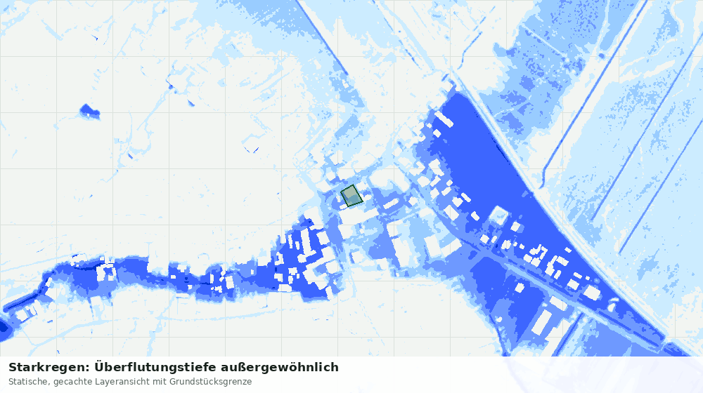 Statische Kartenansicht: Starkregen: Überflutungstiefe außergewöhnlich