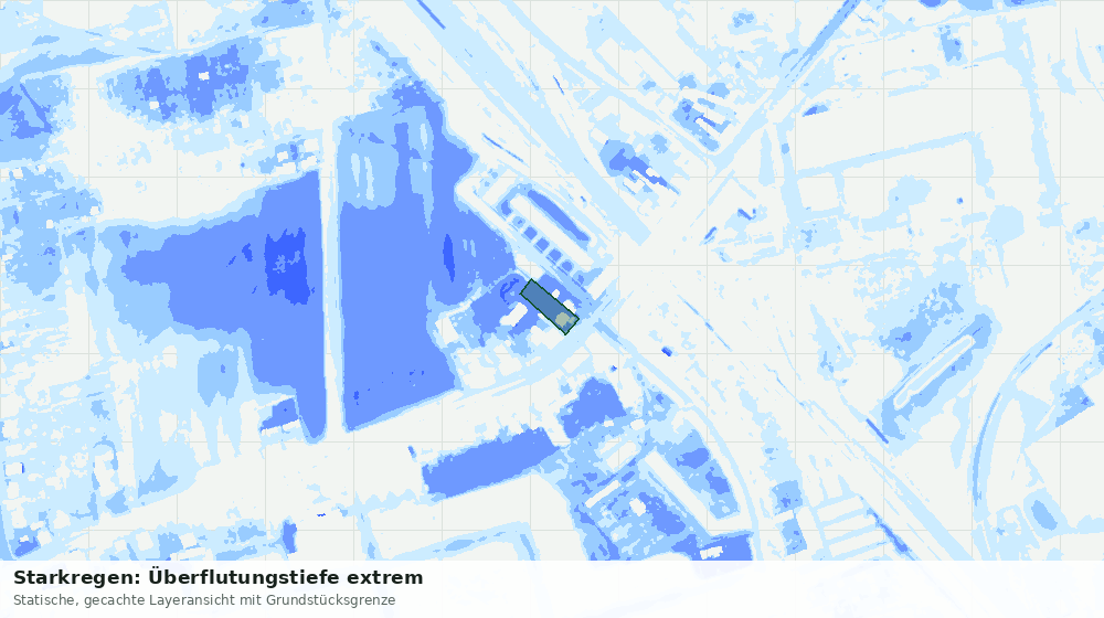 Statische Kartenansicht: Starkregen: Überflutungstiefe extrem