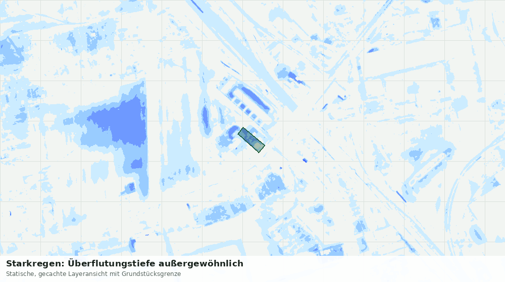 Statische Kartenansicht: Starkregen: Überflutungstiefe außergewöhnlich