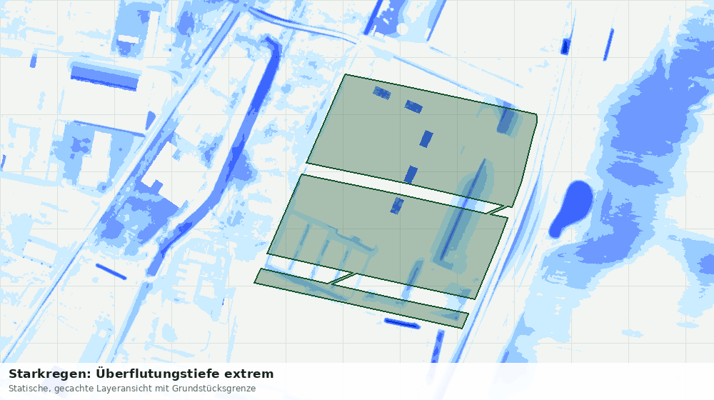 Statische Kartenansicht: Starkregen: Überflutungstiefe extrem