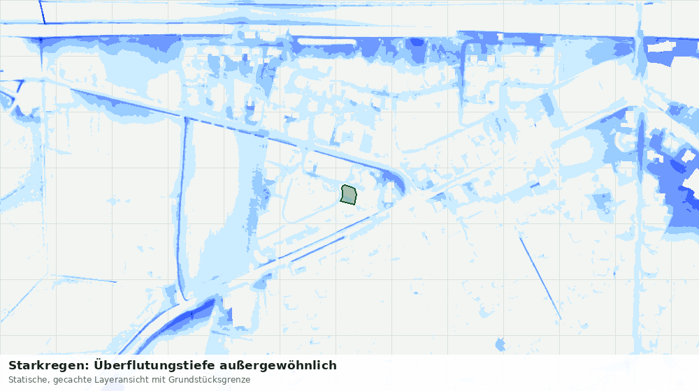 Statische Kartenansicht: Starkregen: Überflutungstiefe außergewöhnlich