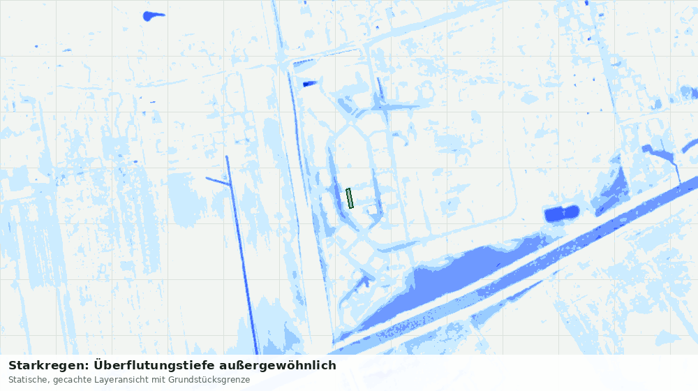 Statische Kartenansicht: Starkregen: Überflutungstiefe außergewöhnlich