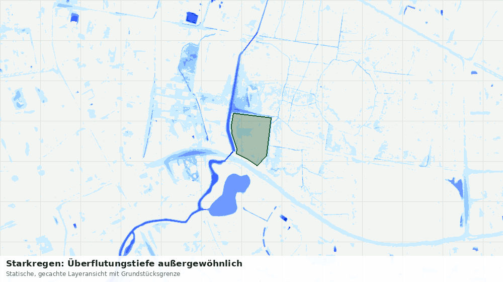 Statische Kartenansicht: Starkregen: Überflutungstiefe außergewöhnlich