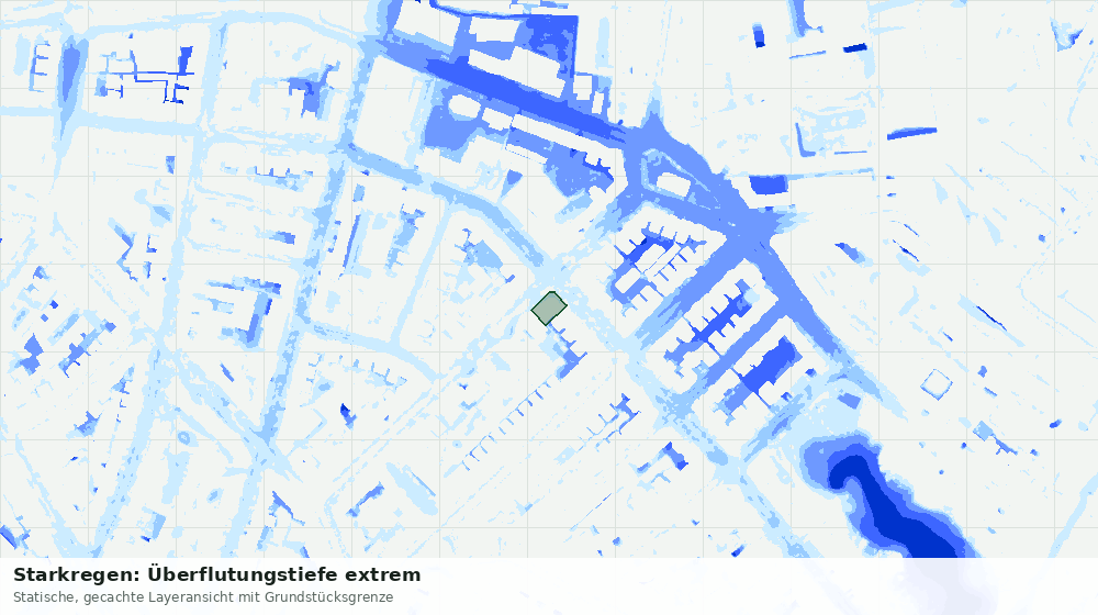 Statische Kartenansicht: Starkregen: Überflutungstiefe extrem