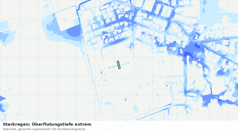 Statische Kartenansicht: Starkregen: Überflutungstiefe extrem