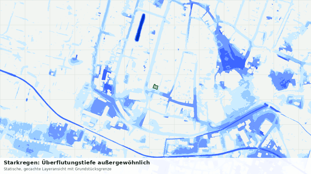 Statische Kartenansicht: Starkregen: Überflutungstiefe außergewöhnlich