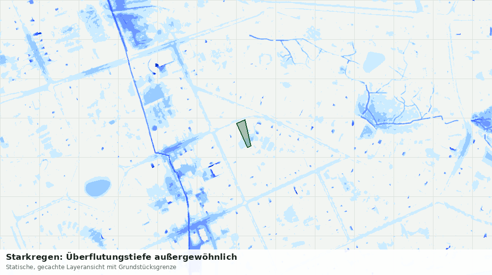 Statische Kartenansicht: Starkregen: Überflutungstiefe außergewöhnlich