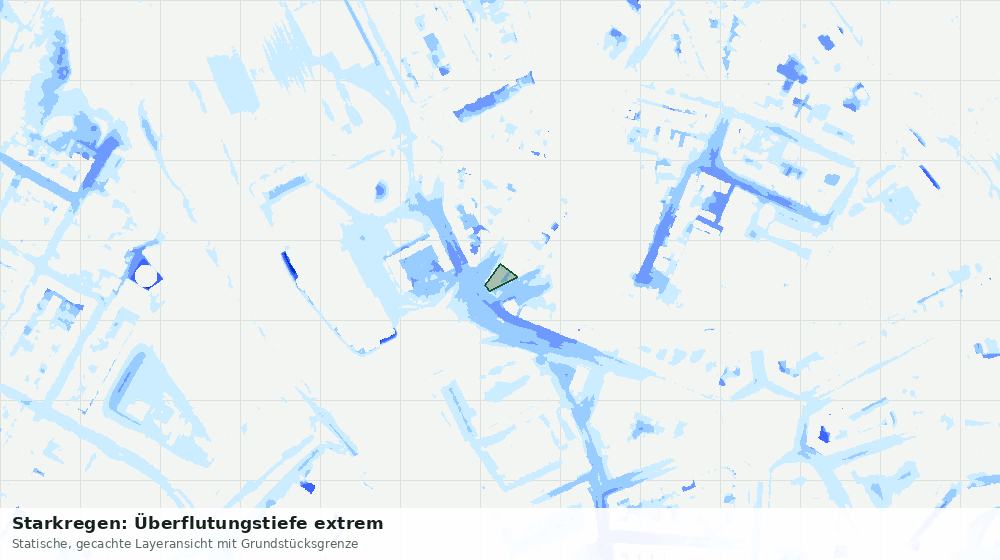 Statische Kartenansicht: Starkregen: Überflutungstiefe extrem