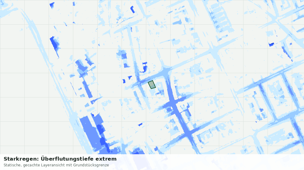 Statische Kartenansicht: Starkregen: Überflutungstiefe extrem
