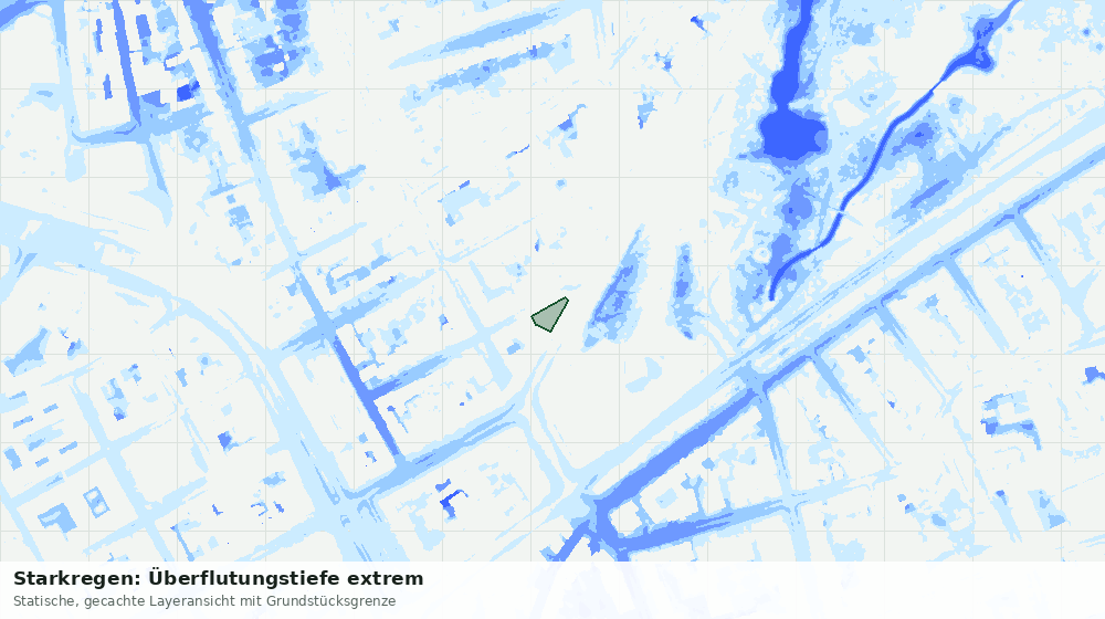 Statische Kartenansicht: Starkregen: Überflutungstiefe extrem