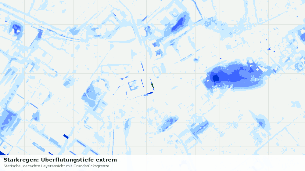 Statische Kartenansicht: Starkregen: Überflutungstiefe extrem