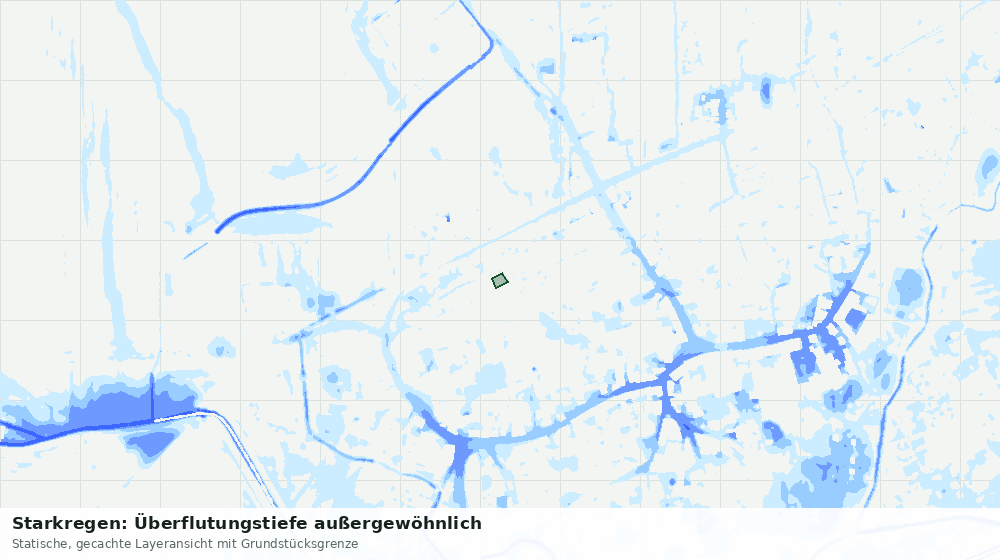 Statische Kartenansicht: Starkregen: Überflutungstiefe außergewöhnlich