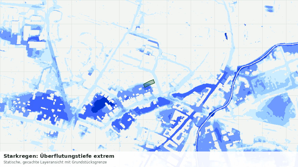 Statische Kartenansicht: Starkregen: Überflutungstiefe extrem